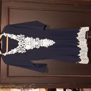 Blue white lace dress